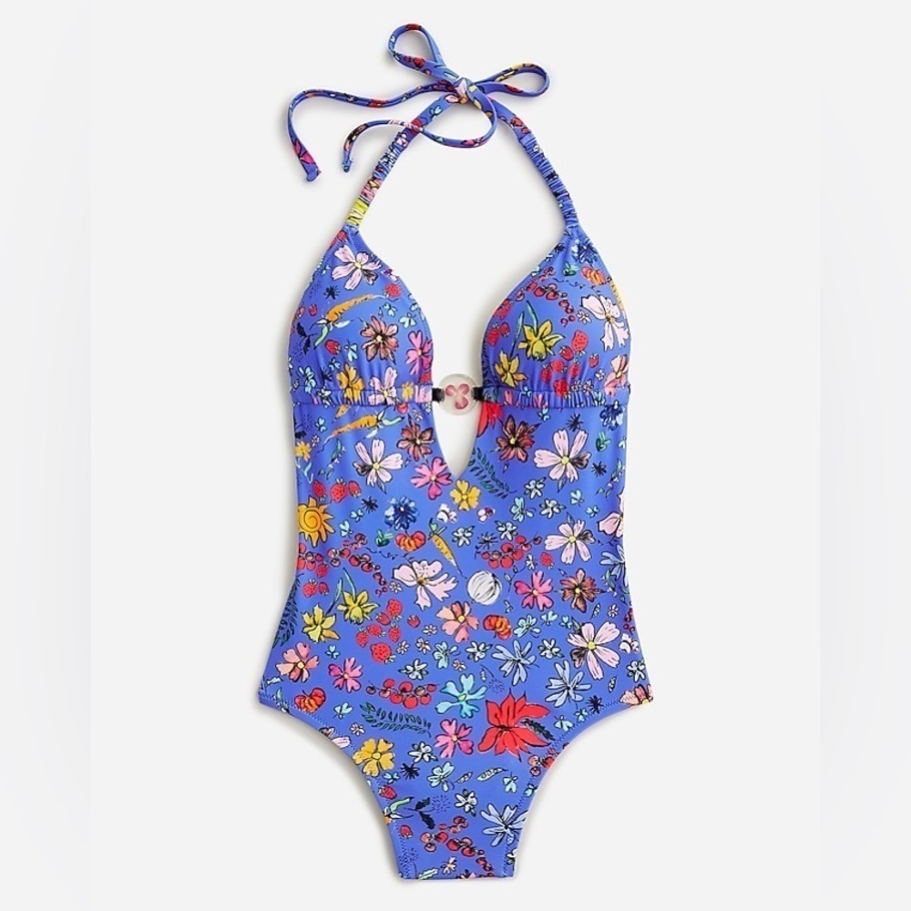 Dauphinette X J.Crew Women’s plunge one-piece swimsuit in cornucopia floral 12